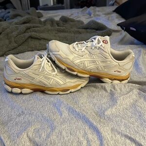 ASICS White and Gold Running Shoes